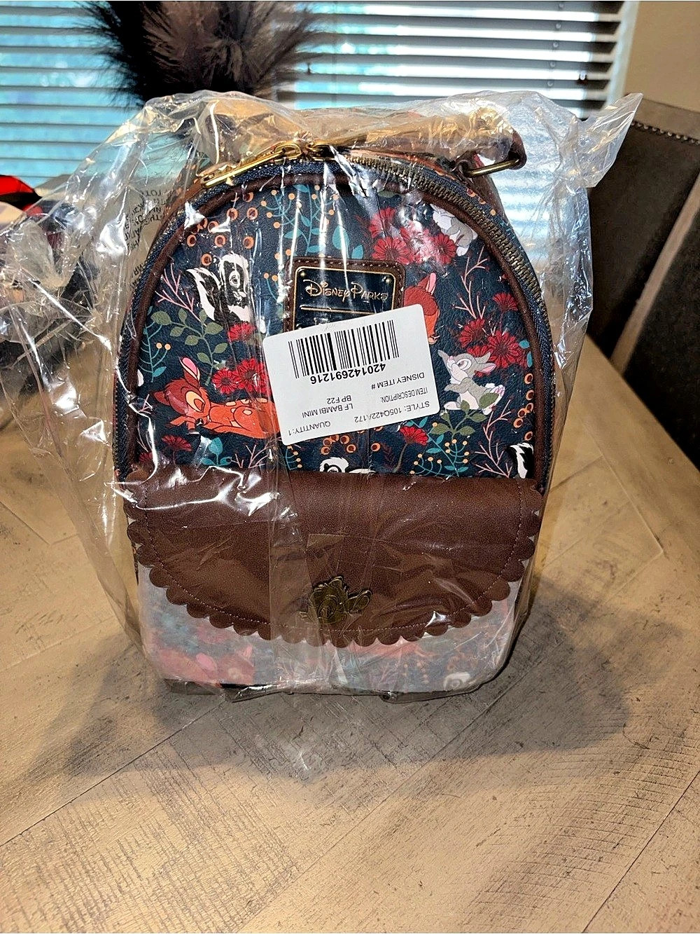 Loungefly Disney Bambi Mini Backpack Floral Mini Backpack in Brown & Blue NWT